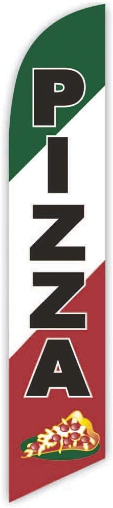 Fresh Hot Pizza (Red) Advertising Feather Flag 12ft - Replacement Flag Only (Without Poleset)