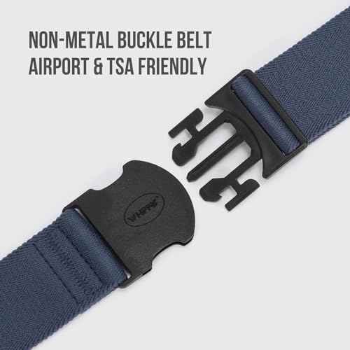 Image of WHIPPY Mens Elastic Stretch Belt Unisex Adventure Web Belt for Women Men with Non-Metal Buckle Adjustable Belts