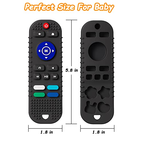 Mgtfbg 2 Pack Soft Silicone Teething Toys For Toddlers, Teething Toys For Babies 6-12 Months - Boys Girls Baby Molar Teether Chew Toys Set, Remote Control Shape Teething Toys Gift（Black+Grey） #TOP6