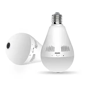 i NEXT Bulb Light Wireless IP WiFi Camera,Fish Eye 360 Degree Panoramic Mini Lamp IR CCTV Home Security Bulb Wireless Camera