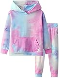 Frogwill Girls Tie Dye Hoodie Sweatshirt Outfit Pullover Set Sweatpant 7-8 Years Pink