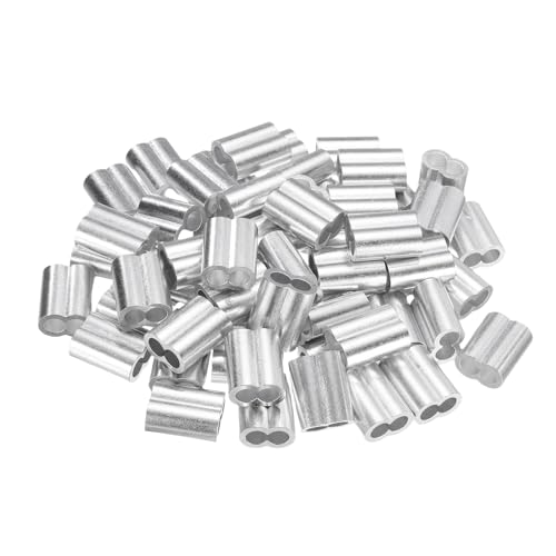 QUARKZMAN 60 Piezas De Manguito De Crimpado De Aluminio para Cable De Acero De 5/16 De Diámetro, Manguito Doble De Aluminio para Terminal De Cable