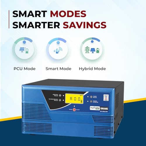 Image of Fujiyama Umang 2200VA /24 Solar Inverter | inbuilt PWM Solar Charge Controller | Pure Sine Wave | 36-Month Warranty | Hybrid, Smart Mode, LCD Display | for Home, Office & Shop (Umang 3050)