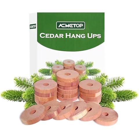 ACMETOP 24 Pack Cedar Blocks for Clothes Storage, 100% Natural Cedar Rings, Cedar Chips for Closets Storages, Cedar Balls Hangers for Wardrobes Closets and Drawers Cover