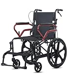 Klappbarer Rollstuhl, Sitzbreite 45 cm | Leichter Transportrollstuhl mit Selbstantrieb und pannensicheren Reifen | Geeignet für Personen bis 120 kg, für den Innen- und Außenbereich