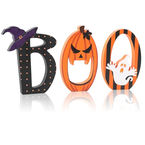 COCHIE BOO Signs Halloween Table Decorations Indoor, Retro Halloween Black