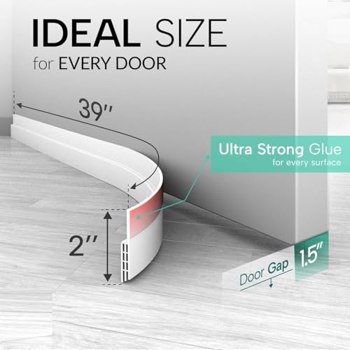 Image of Door Bottom Seal Strip for Gaps, Waterproof, Dust & Insect Blocker for Door, Self Adhesive Guard for Wooden, Metal & Glass Doors (White)