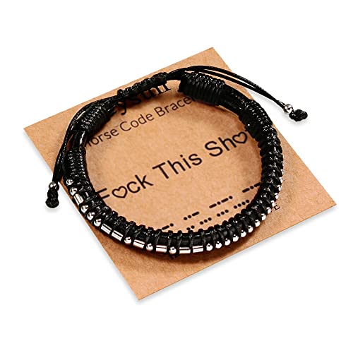 Inspirational Gifts for Men Morse Code Bracelets Mens Bracelets Graduation Gifts for Him Fathers Day Adjustable Leather Bracelet Motivational Birthday Annivesary Jewelry Stocking Stuffers for Men