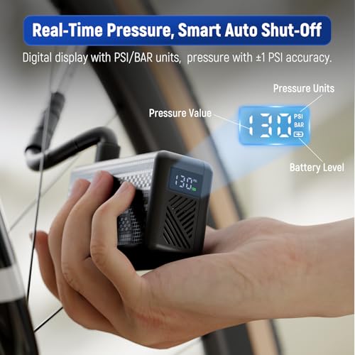 Image of LEXIN P2 Mini Electric Bike Pump, 130 PSI Portable Bicycle Air Pump