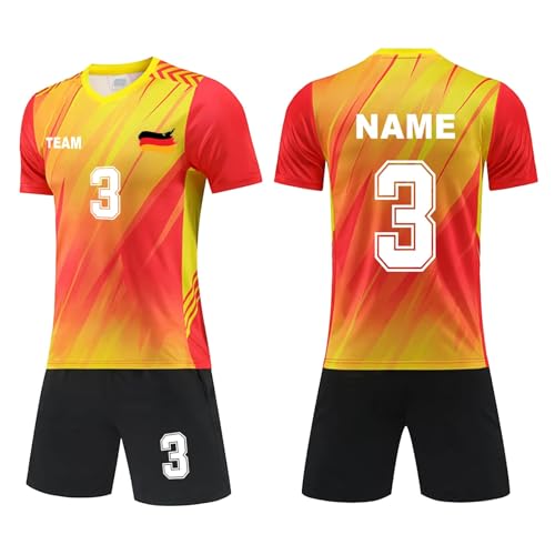 Generisch Personalisiert Fußball Trikot für Jungen & Mädchen, Fussball Trikot mit Namen Nummer Logo, Deutschland Fußball Trikot Kinder Erwachsene (DE/NL/SE/PL, Alter, Einheitsgröße, Regular, C-4)