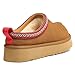 KIDMI Genuine Suede Platform Slippers for Women Fuzzy Winter Warm Shoes Indoor Outdoor, Chestnut 39