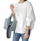 [DayaEmmoTQ] トレーナー レディース スウェット 綿 ドルマン袖 プルオーバー クルーネック 長袖 無地 トップス カジュアル ゆったり カットソー おしゃれ 大きいサイズ 体型カバー ルームウエア 通勤 オフィス お出かけ 春秋冬