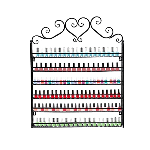 Étagère murale en métal pour vernis à ongles à 6 niveaux - Noir - Pour femme