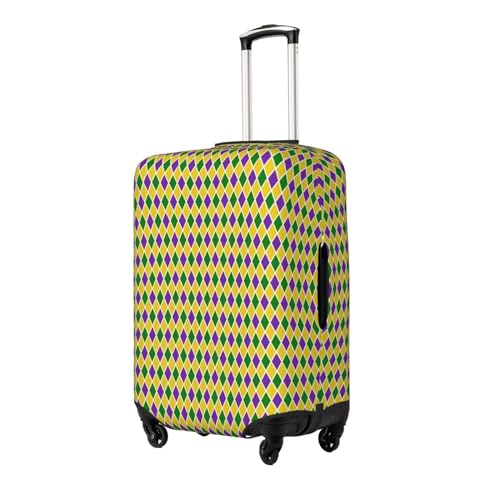 Mardi Gras Purple Yellow Plaid Luggage Cover Washable Elasticated Luggage Covers for Suitcase TSA Approved Stylish Scratch Resistant Luggage Case Protector2