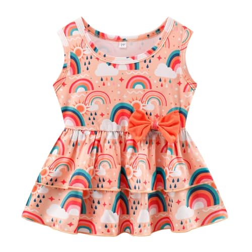 Image of Girls 2 Piece Outfit Summer Short Set Sleeveless Bow Knot Tank Top and Shorts Cute Clothes for Toddler Girls