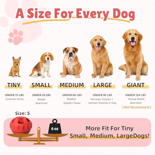 Image of Dog Chew Toys for Aggressive Chewers Large Medium Breeds, Puzzle Toys Interactive Treat Dispensing Slow Feeder Indestructible Durable Safe Rubber Teeth Clean Toys (Red Medium)