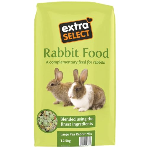 Extra Select Premium Large Pea Rabbit Mix - Peaflakes Rabbit Muesli Small Nuggets and Natural Forage Bunny Food - 12.5kg