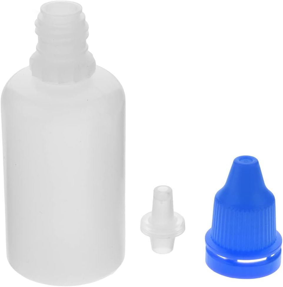 Aicosineg 50Pcs 1.01oz Lab Dropping Bottles 30ml PE Plastic Bottle Lab Eye Dropper Bottle Squeezable Eye Liquid Drop Bottle Small Mouth Drop Bottle Sample Seal Storage Bottle with Cap for Travel Blue