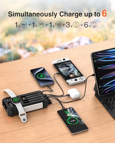 image for BLAVOR Solar Charger Power Bank 20000mAh Built in 4 Cables, 20W Fast C