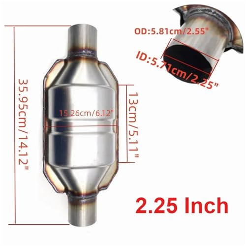 Convertidor catalítico universal de 2.25 pulgadas en acero inoxidable con silenciador de alto flujo 2