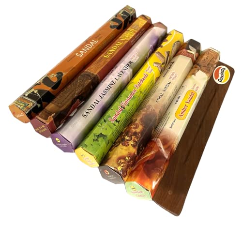Sreevani Incense Sticks Variety Pack #16 And Incense Stick Holder Bundle Gift Set With 6 Sandalwood Fragrances #2 #TOP5
