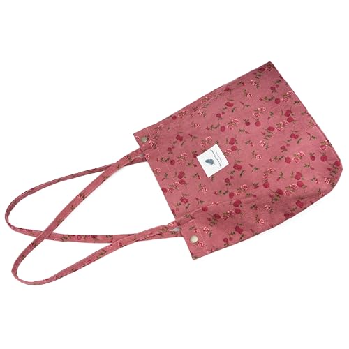 Image of TOPASION Cute Corduroy Tote Bag Canvas Shoulder Handbags for Women Travel Shopping