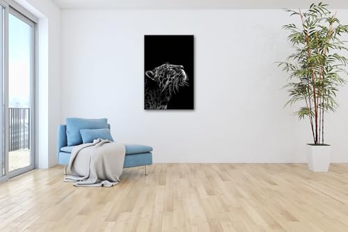 Impression sur toile léopard deyoli 90x60 cm pour salon