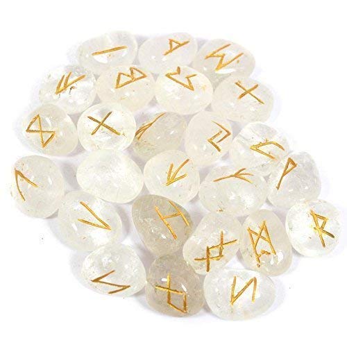 Crystal Quartz Rune Set Polished Stone Engraved Symbol 25pcs Set ...