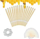 16 Stück Bienenwachs Ohrenkerzen, Natürliche Ohrkerzen zur Reinigung Ungiftig Zylindrisch mit Sicherheitsfilter Schutzscheiben und Wattestäbchen