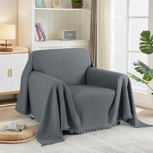 TAOCOCO Armchair Sofa Slipcover Thick Durable Couch Cover Blanket for Recliner Sofa 1 Cushion Washable Pet-Friendly Chair Couch Slipcovers Living Room Furniture Protector (71''x71'' Dark Grey)