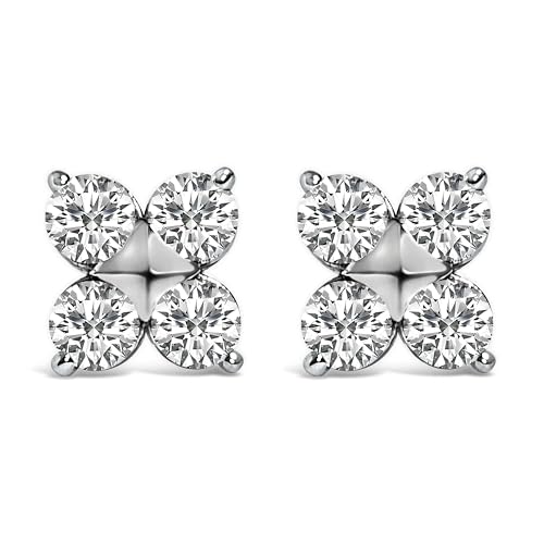 10K White Gold 1/2 Cttw Lab Grown Diamond Snowflake Stud Earrings