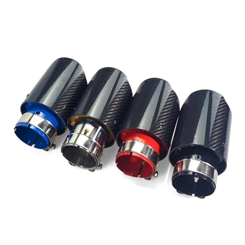 Embout d'échappement en carbone et inox bleu style sport pour voiture 60-89mm