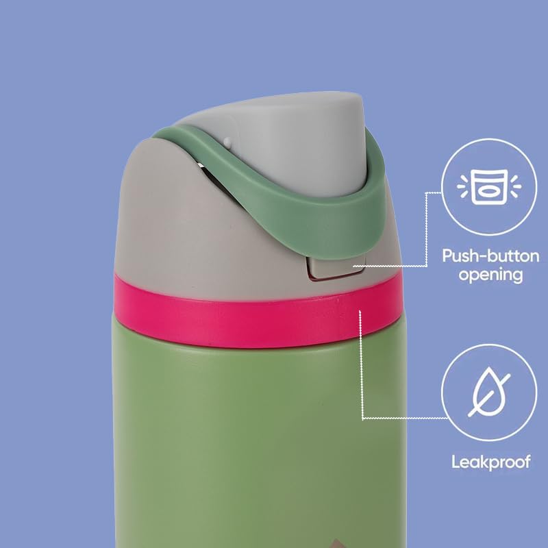 Sarvin Aqua Dual-Sip Insulated Stainless Steel Water Bottle 24 Oz Verde Rosa miniatura 4