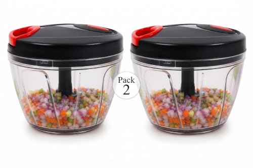 Image of Choose NEW S.K Manual Vegetable Chopper Pack of 2, 450 ml Each | Pull String Food Processor with Stainless Steel Blades | Onion, Garlic, Chilli & Vegetable Cutter | Manual Kitchen Chopper