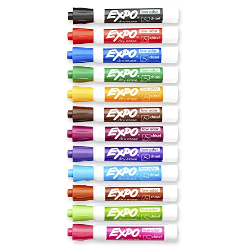 Expo Low Odor Dry Erase Markers, Chisel Tip, Assorted Colors, 12 Count #TOP2