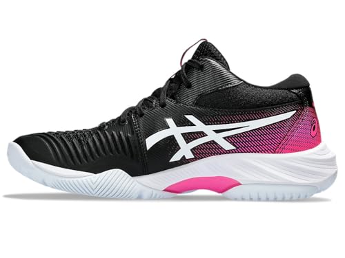 ASICS ASICS Women's Netburner Ballistic FlyteFoam Mid Top 3 Volleyball Shoes, 7.5, Black/HOT Pink