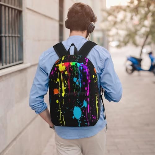 Neon Splatter ink Fashionable Daypack 17 Inches Zippers Backpack Double Shoulder Bag for Women Men4