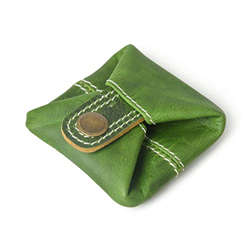 Leather Coin Pouch Change Holder Mini Pocket Wallet For Men Women (Green, Pack Of 1) #TOP10
