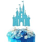 1 décoration de gâteau château à paillettes sur le thème du château de princesse   Décoration de gâteau d'anniversaire   Château   Décoration de gâteau pour anniversaire, fête, mariage   Bleu