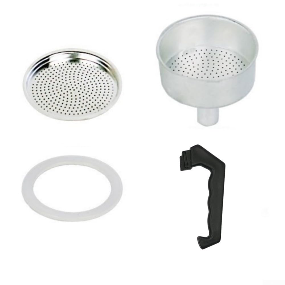 RANRAO Complete Replacement Parts Kit for Moka Pot Handle, Gasket, Funnel, Filter (12 Cup)