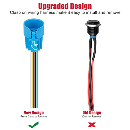 Linkstyle 3Pcs Push Button Switch, 19Mm Latching Push Button Switch 12V Waterproof Round Pushbutton Switch 19Mm 12 Volt Dc Ring Illuminated Metal On Off With Label Sticker For Marine Boat Cars Truck #TOP1