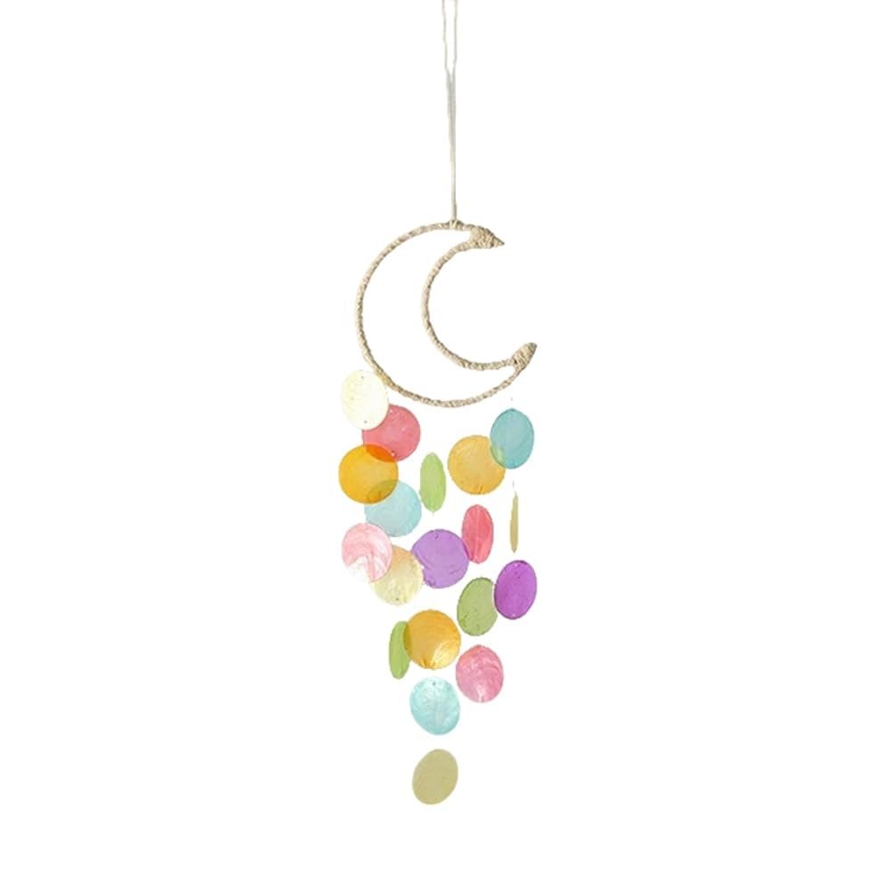 Wind Chime Moon Seashell Wind Chimes Natural Shell Windchimes For Decoration Chrismas Birthday Gifts Windchime(Multicolor)