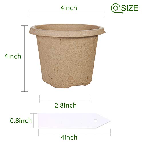 ZOUTOG-Seed-Starter-Trays-4-Inch-Round-Biodegradable-Peat-Pots-for-Your-Garden-Greenhouse-or-Nursery-60-Packs-Bonus-60-Plant-Labels