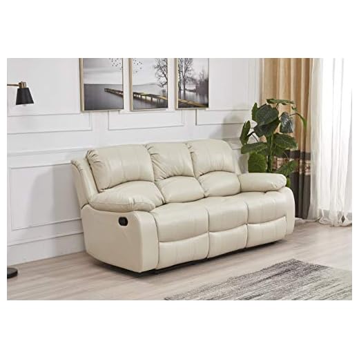 Betsy Furniture Bonded Leather Reclining Sofa in Multiple Colors, 8018 (Beige, Sofa)