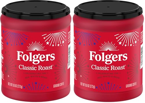 Image of Folgers Classic Roast Medium Roast Ground Coffee, 9.6 Ounce (Pack of 2)