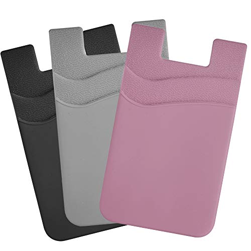 Card Holder for Back of Phone, Adhesive Credit Card Sleeve Stick on Wallet for iPhone,Samsung (Black)