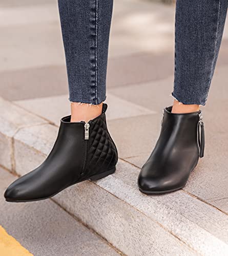 MaxMuxun Women's Ankle Boots Flat Low Heel Zipper/Chelsea Booties Winter Fall Fashion Boots3