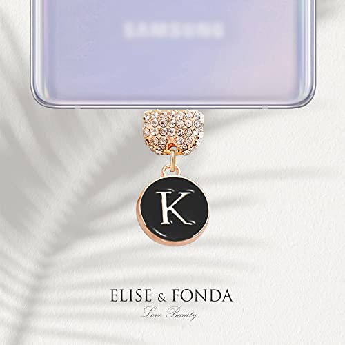 Elise & Fonda TP61 Type-C Usb Charging Port Crystal Anti Dust Plug Tiny Letter K Cell Phone Charm For Samsung/Huawei/Oneplus/Xiaomi/Oppo New Android Phones thumb #3