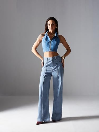 Image of Miss Chase Women's Wide Leg High Rise Regular-Length Stretchable Denim Jeans