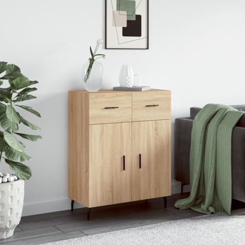 Lalfkkii Aparador tipo buffet de diseño sencillo y práctico para salón, dormitorio u oficina, decoración de interiores, mueble de entrada, roble Sonoma, 69,5 x 34 x 90 cm